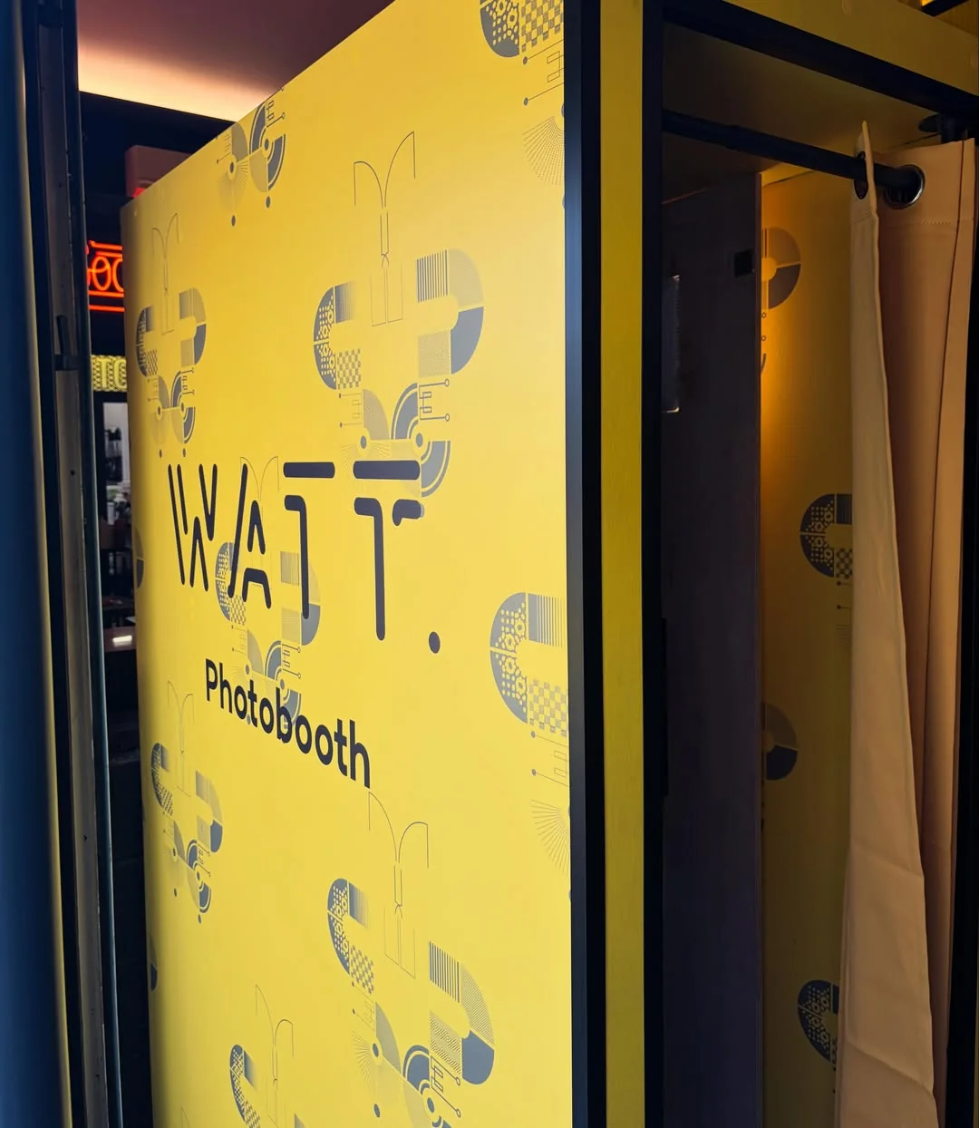 Custom-wrapped Snap Heaven photobooth installed at Watt Bar